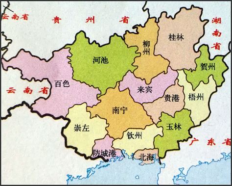 中國廣西省地圖